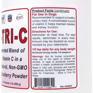 Dogzymes Cran Tri C Cranberry Urinary Tract Support, Vitamin C Blend, 1418mg per Teaspoon (2 Pound)