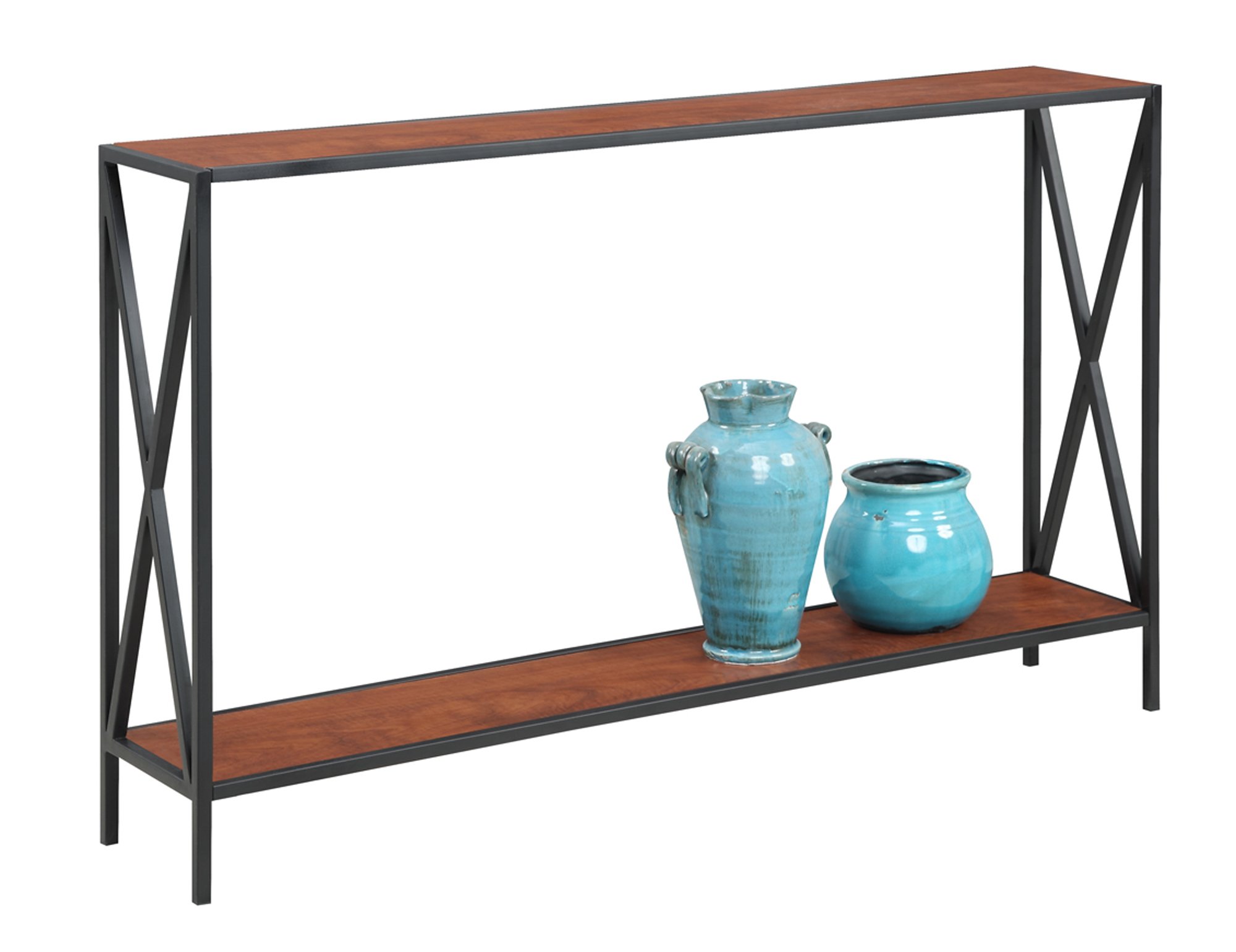 Convenience Concepts Tucson Console Table 47.25" - Modern Sofa Table with Storage Shelf, Entryway Hall Table for Living Room, Cherry/Black