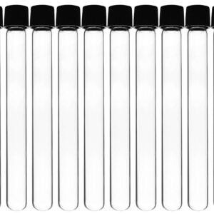 EISCO 12PK Test Tubes, 20ml - Bakelite Screw Cap with Rubber Liner - Borosilicate 3.3 Glass - 5.9" x 0.6" - Round Bottom - Leak Proof