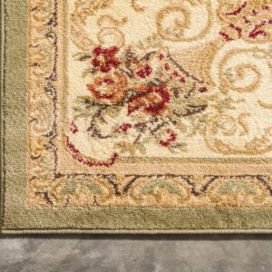 Unique Loom Versailles Collection Traditional Classic Floral Motif Area Rug (10' 0 x 13' 0 Rectangular, Green/ Ivory)