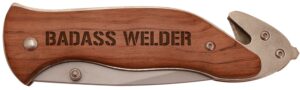 personalized gifts for welder badass welder laser engraved stainless steel folding survival knife