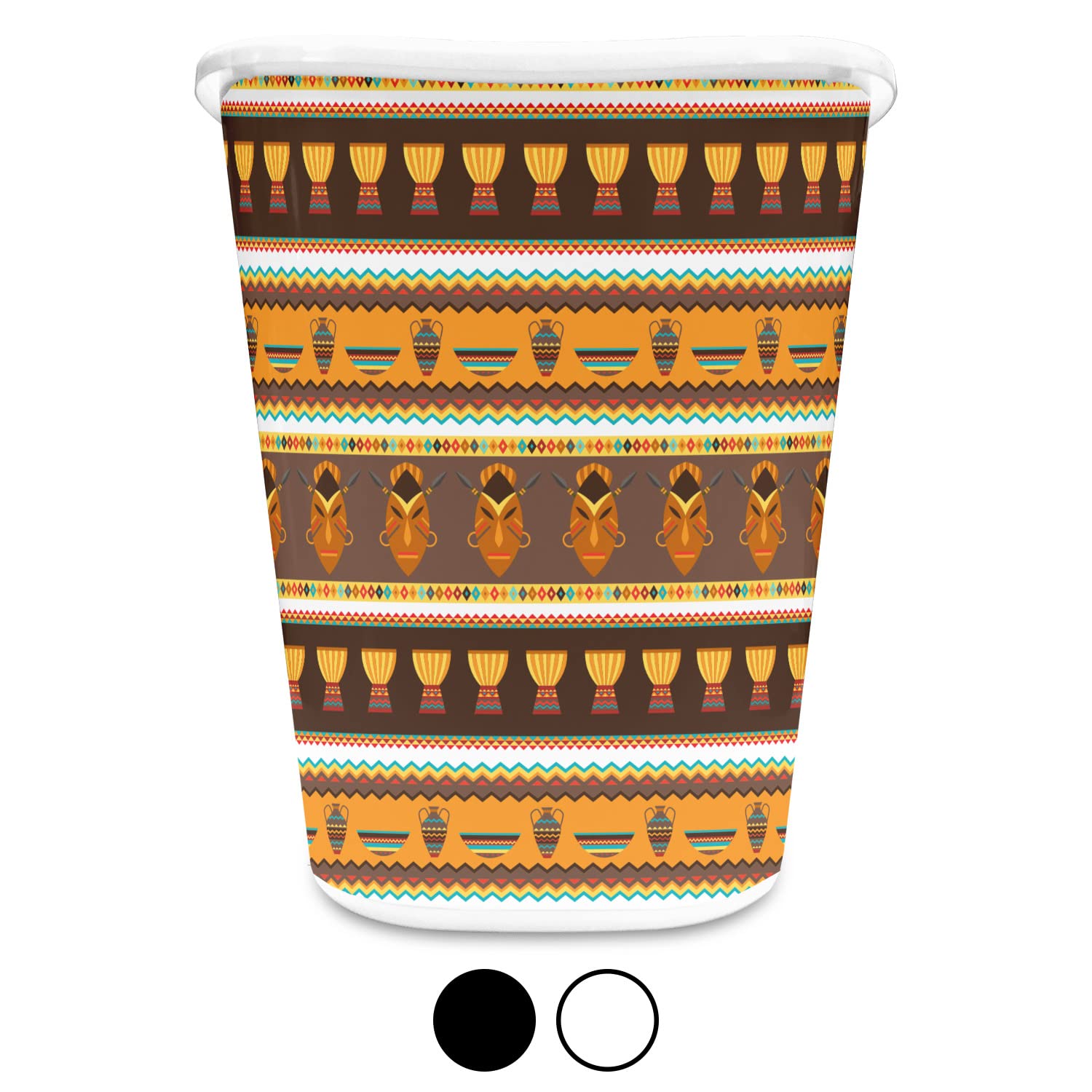 RNK Shops African Masks Waste Basket - Single Sided (Black)