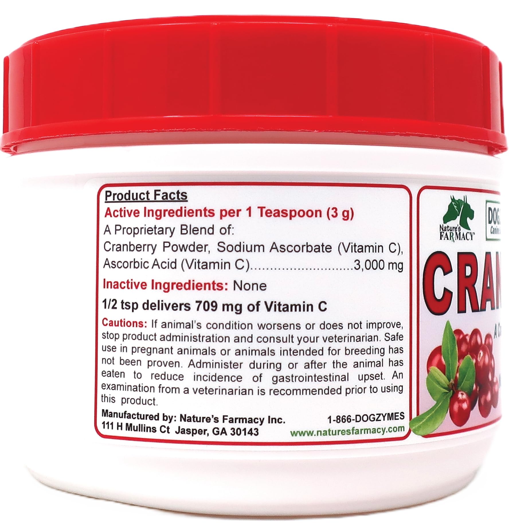 Dogzymes Cran Tri C Urinary Tract Support, Vitamin C Blend, 1418mg per Teaspoon (1 Pound)