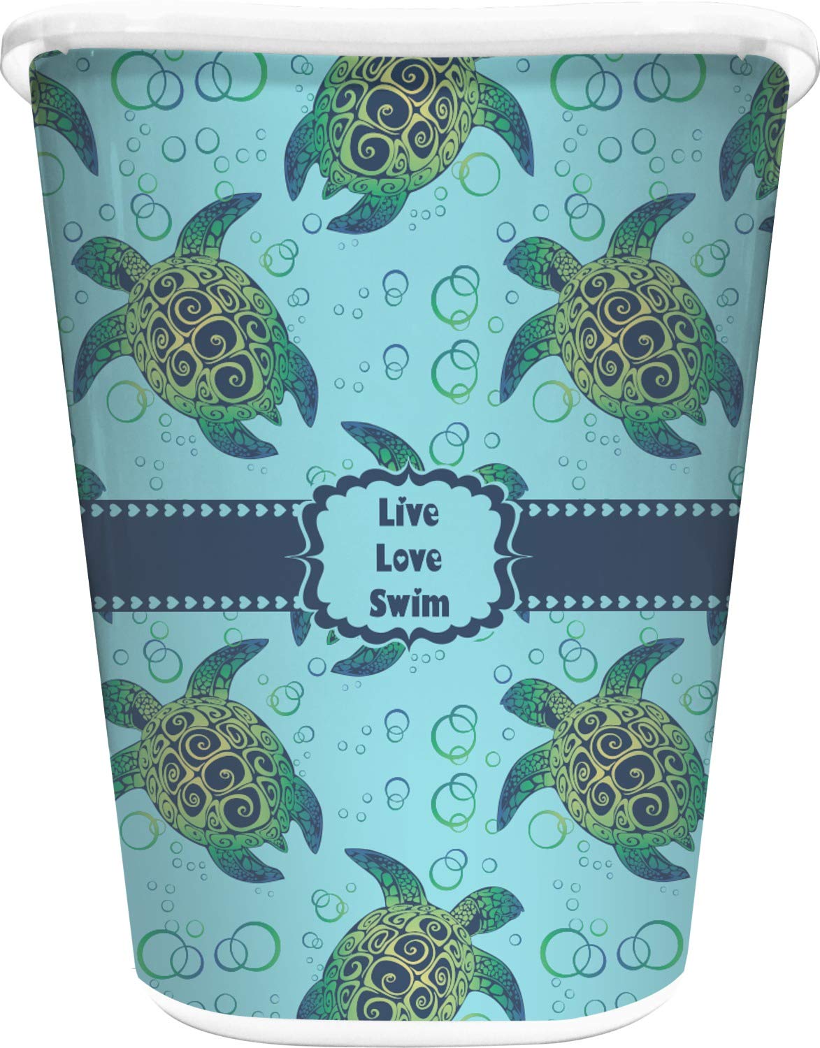 RNK Shops Personalized Sea Turtles Waste Basket - Single Sided (White)