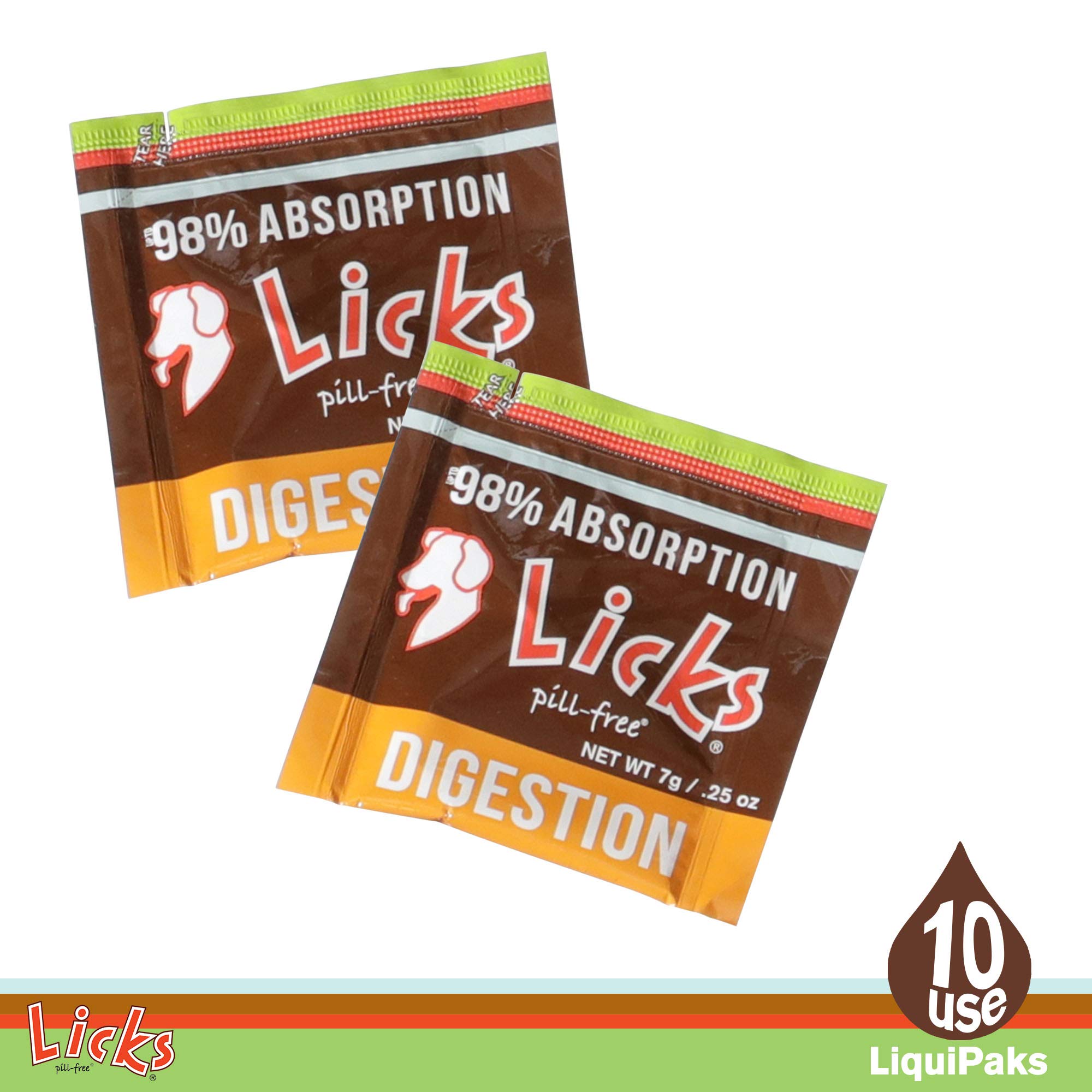 Licks Pill Free Dog Digestion - Dog Gut Health and Gas Relief - Bloating Relief and Digestion Supplement for Dogs - Dog Health Supplies - Gel Packets - 10 Use