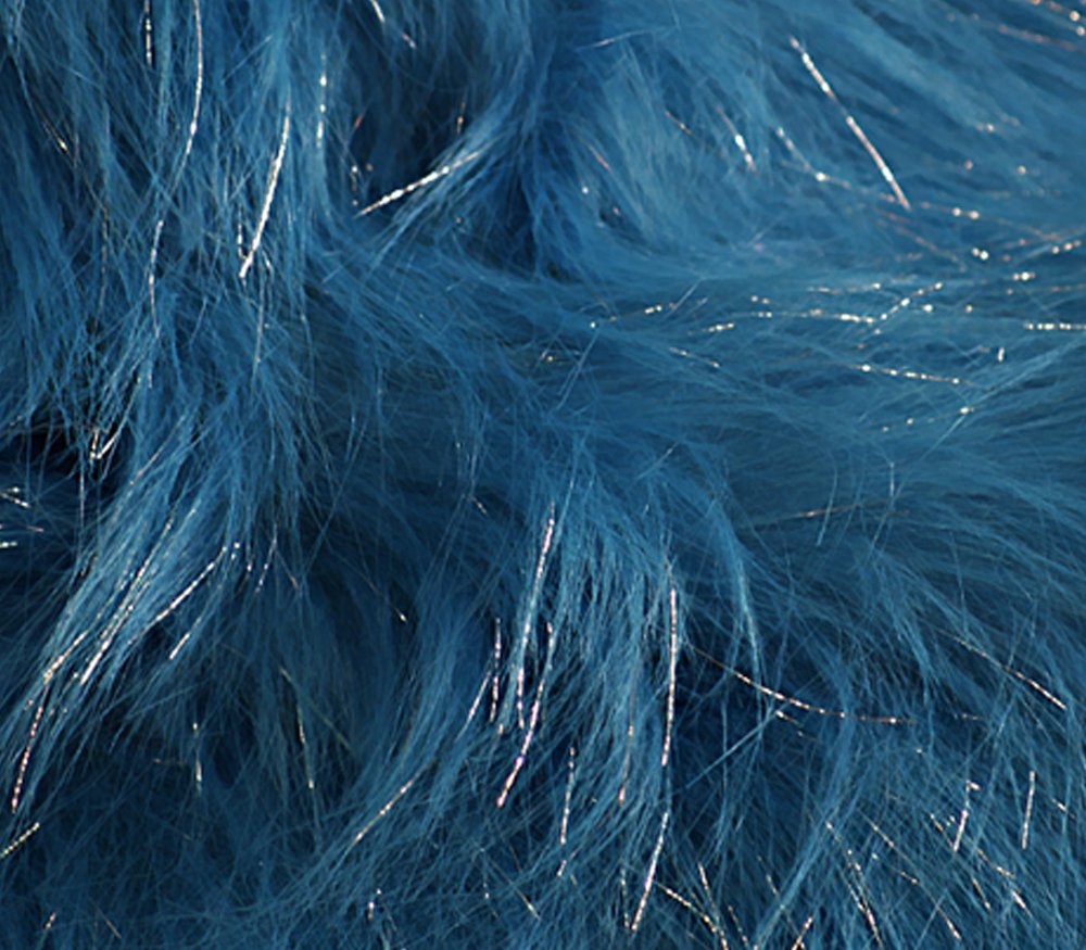 Faux Fur Fabric Long Pile Sparkling Tinsel Turquoise / 58" Wide/Sold by The Yard