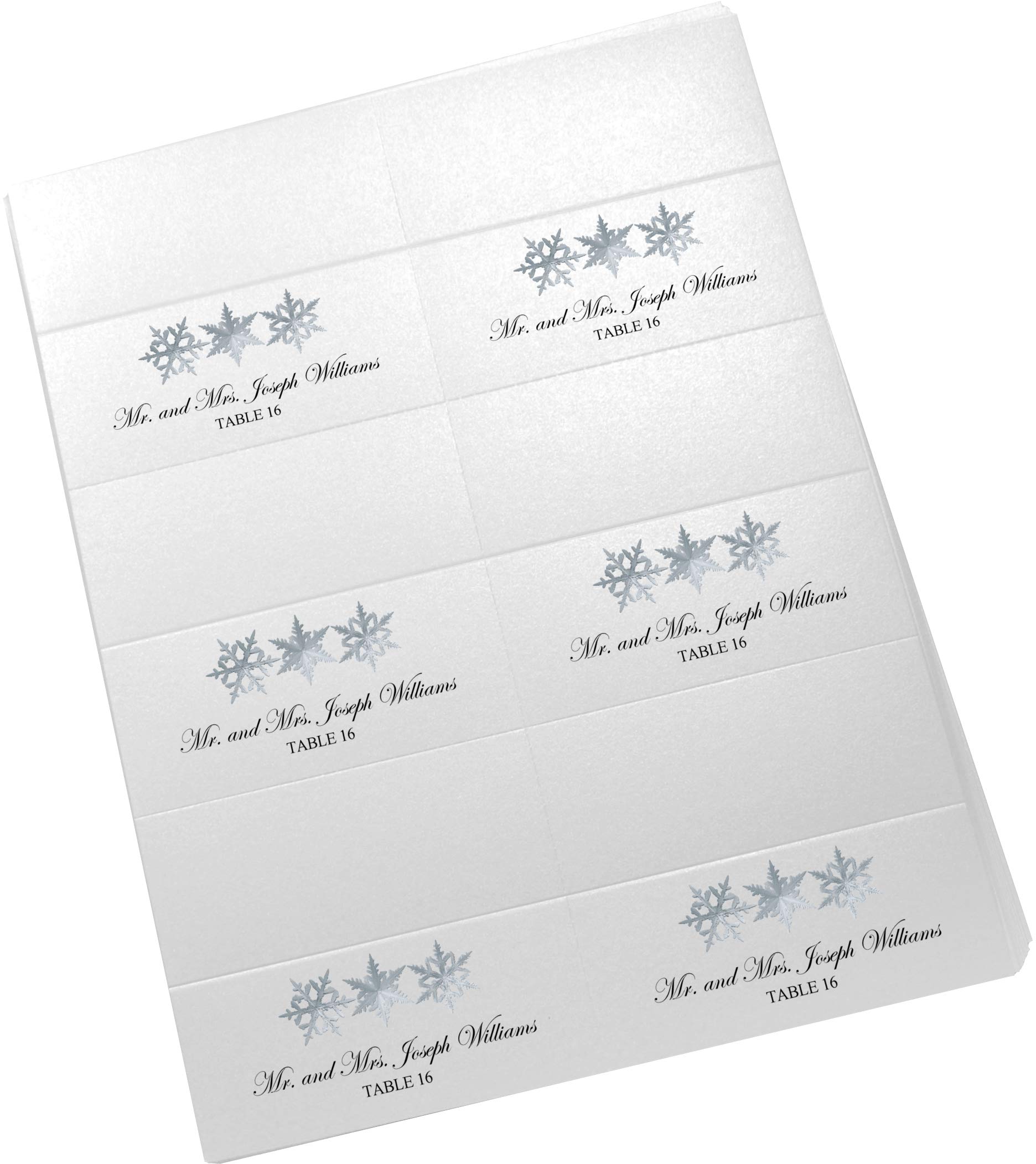 Christmas and Holiday Snowflake Pattern Printable Place Cards, Set of 60 (10 Sheets), Laser & Inkjet Printers - Wedding, Party, Dinner, and Special Events - Made in the USA