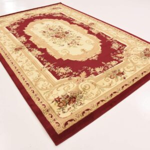 Unique Loom Versailles Collection Traditional Classic Floral Motif Area Rug (6' 0 x 9' 0 Rectangular, Burgundy/ Ivory)