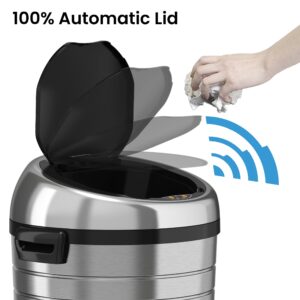 iTouchless 23 Gallon Commercial Size Sensor Trash Can with AbsorbX Odor Control System, Touchless Garbage Bin for Office, Kitchen, Brushed Stainless Steel