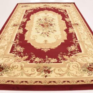 Unique Loom Versailles Collection Traditional Classic Floral Motif Area Rug (6' 0 x 9' 0 Rectangular, Burgundy/ Ivory)