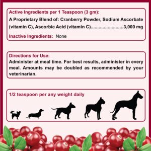 Dogzymes Cran Tri C Cranberry Urinary Tract Support, Vitamin C Blend, 1418mg per Teaspoon (2 Pound)