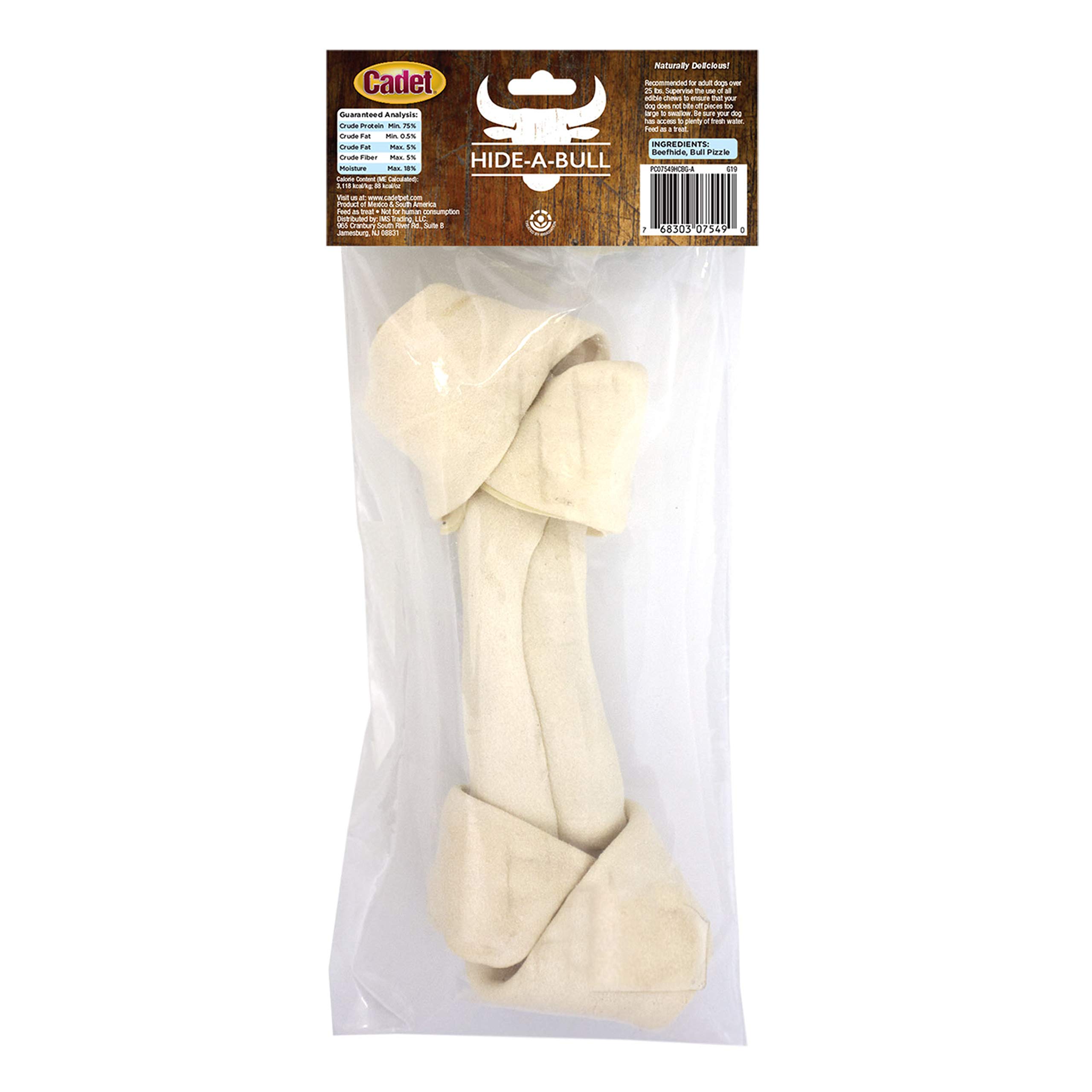 Cadet Hide-a-Bull Rawhide and Bull Stick Bone For Dogs 9-10"