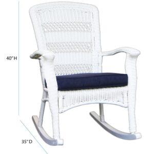 Tortuga Outdoor 3 Piece Portside Plantation Rocking Chair rockers with 1 side table (Set of 2), White Coastal