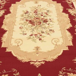 Unique Loom Versailles Collection Traditional Classic Floral Motif Area Rug (6' 0 x 9' 0 Rectangular, Burgundy/ Ivory)