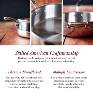 Heritage Steel 5 Quart Sauteuse Pan with Lid - Titanium Strengthened 316Ti Stainless Steel with 5-Ply Construction - Induction-Ready and Fully Clad, Made in USA