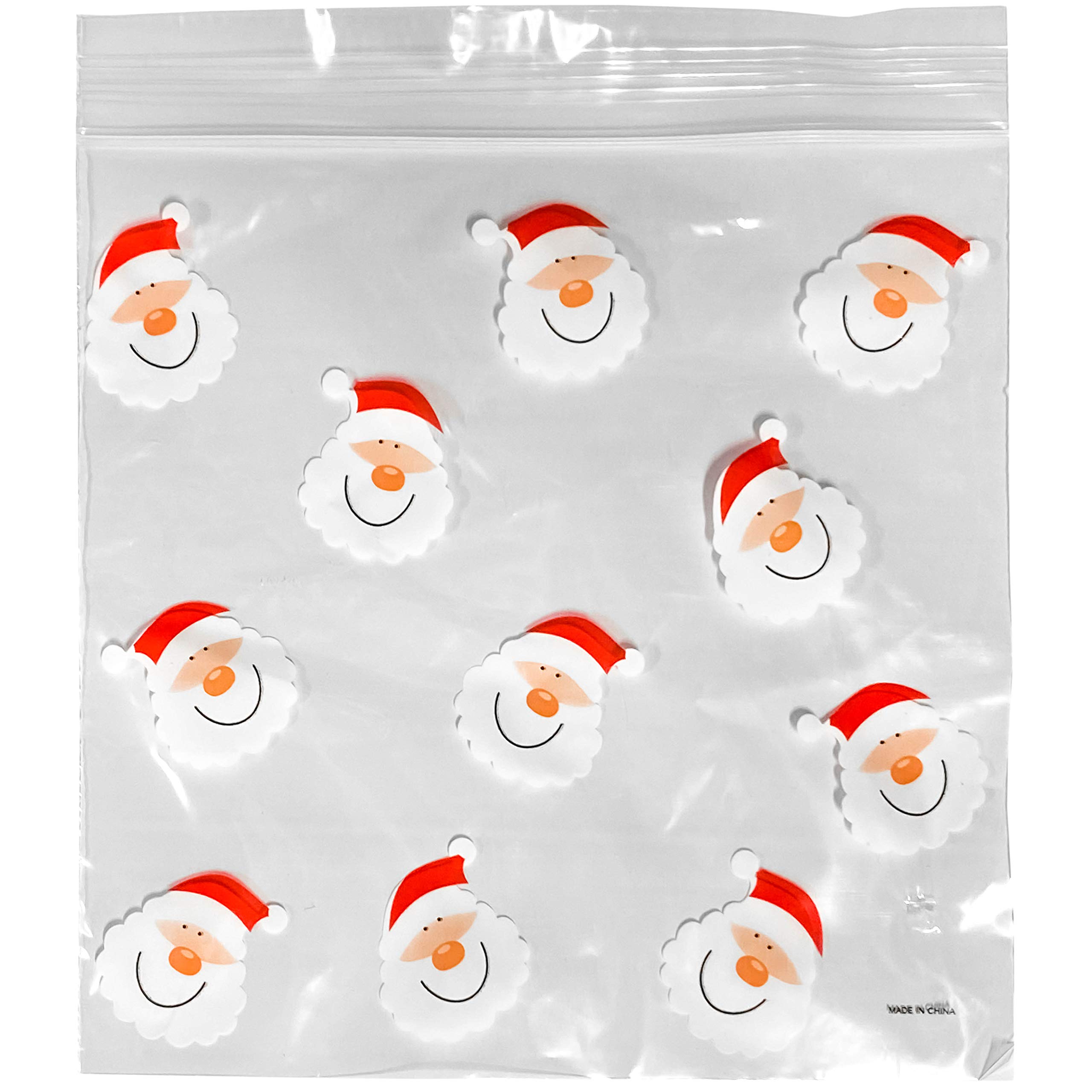 Set of 90 Assorted Christmas Holiday Treat Bags with Zip Lock! 3 Assorted Styles!90 Count (Pack of 1)