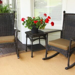 Tortuga Outdoor 3 Piece Portside Classic Rocking Chair with 1 side table, Dark Roast