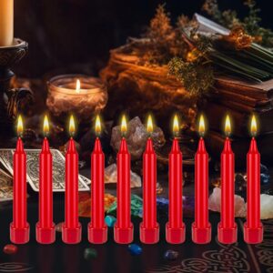 Mega Candles 10 pcs Unscented Red 5 Inch Taper Candles, Multi Purpose, Household General Usage, Emergency Lighting, Church, Prayer Vigils, Religious Ceremonies