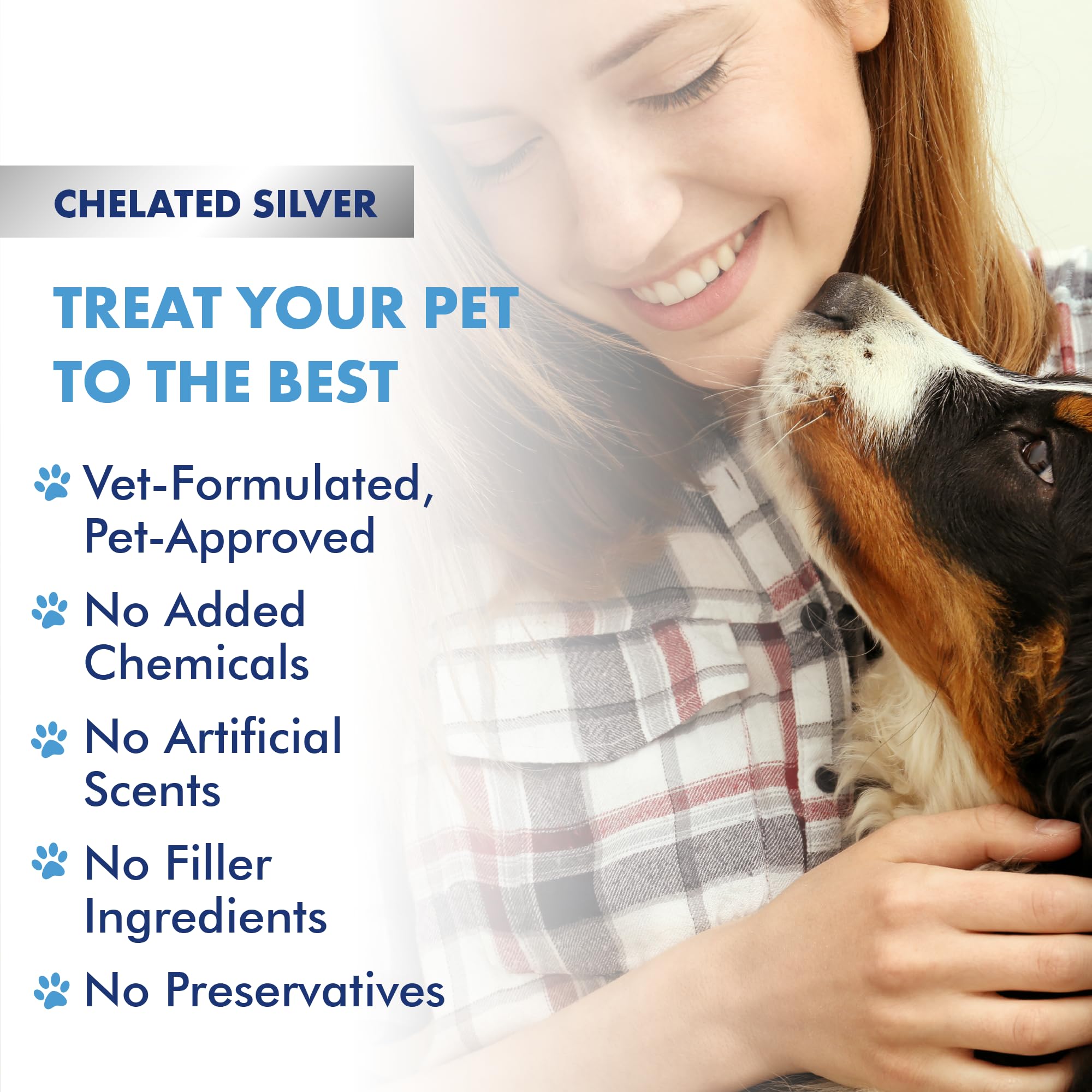 PetSilver Ear Wash Flush, Patented Chelated Silver Formula - Superior to Colloidal Silver, Cat and Dog Ear Cleaner and Treatment, Soothe and Clean Itchy and Inflamed Ears, Easy to Use, USA Made, 8 oz.