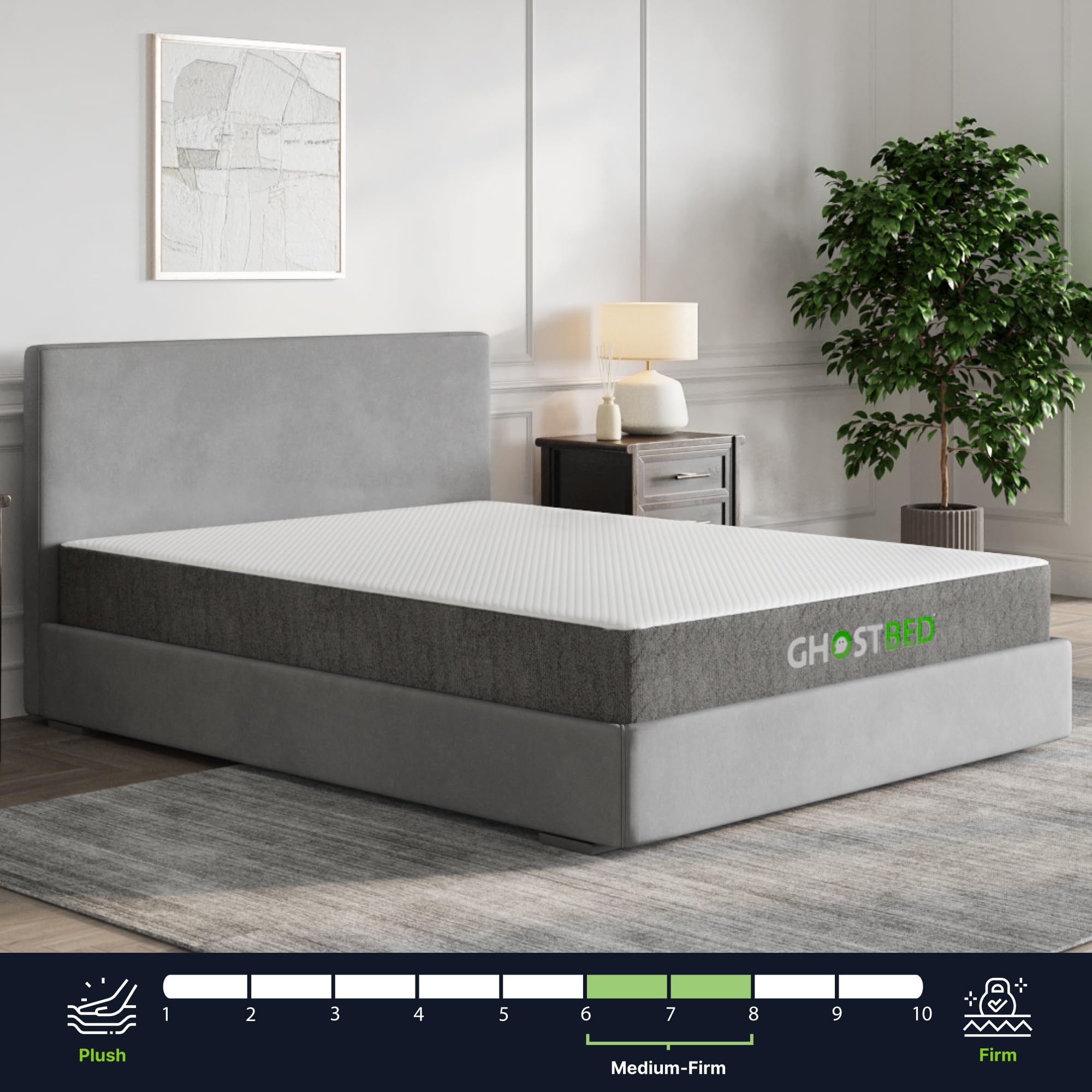 GhostBed Classic 11 Inch Cool Gel Memory Foam & Latex Mattress - Medium-Firm Feel, Made in The USA, California King