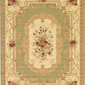 Unique Loom Versailles Collection Traditional Classic Floral Motif Area Rug (10' 0 x 13' 0 Rectangular, Green/ Ivory)