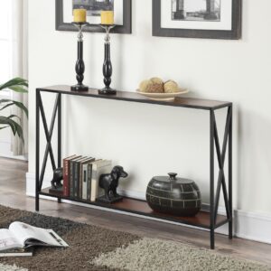 Convenience Concepts Tucson Console Table 47.25" - Modern Sofa Table with Storage Shelf, Entryway Hall Table for Living Room, Cherry/Black