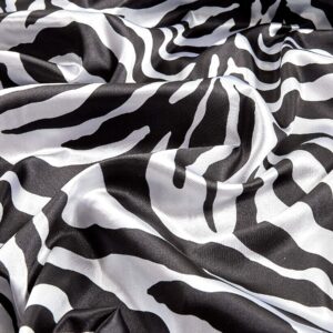 Charmeuse Satin Zebra White/Black, Fabric by the Yard