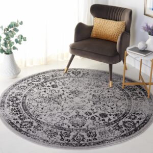 safavieh adirondack collection area rug - 10' round, grey & black, oriental distressed design, non-shedding & easy care, ideal for high traffic areas in living room, bedroom (adr109b)