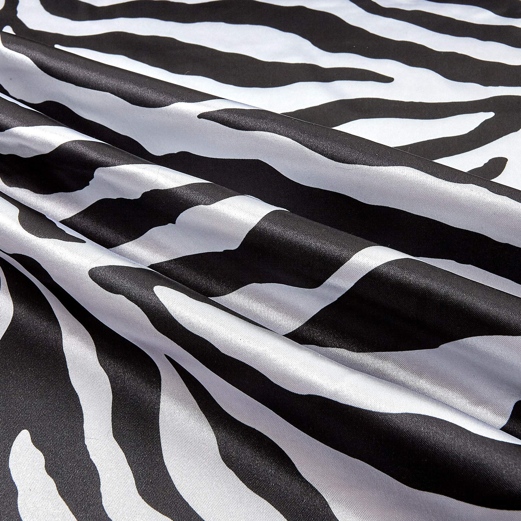 Charmeuse Satin Zebra White/Black, Fabric by the Yard