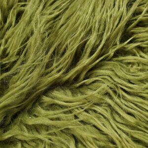 Faux Fur Long Pile Curly Fabric Alpaca Sold by The Yard (Loden Green)