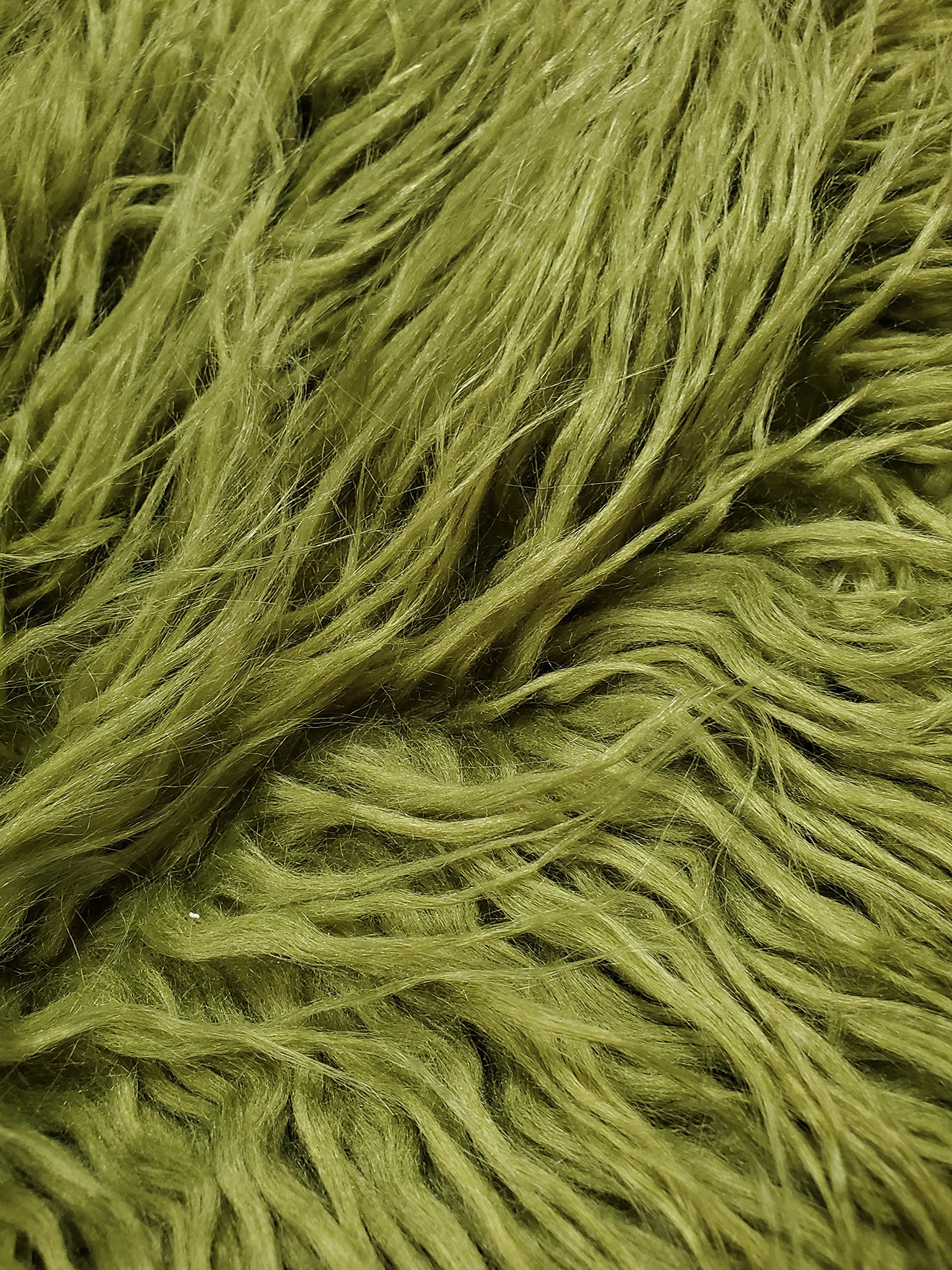 Faux Fur Long Pile Curly Fabric Alpaca Sold by The Yard (Loden Green)