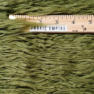 Faux Fur Long Pile Curly Fabric Alpaca Sold by The Yard (Loden Green)