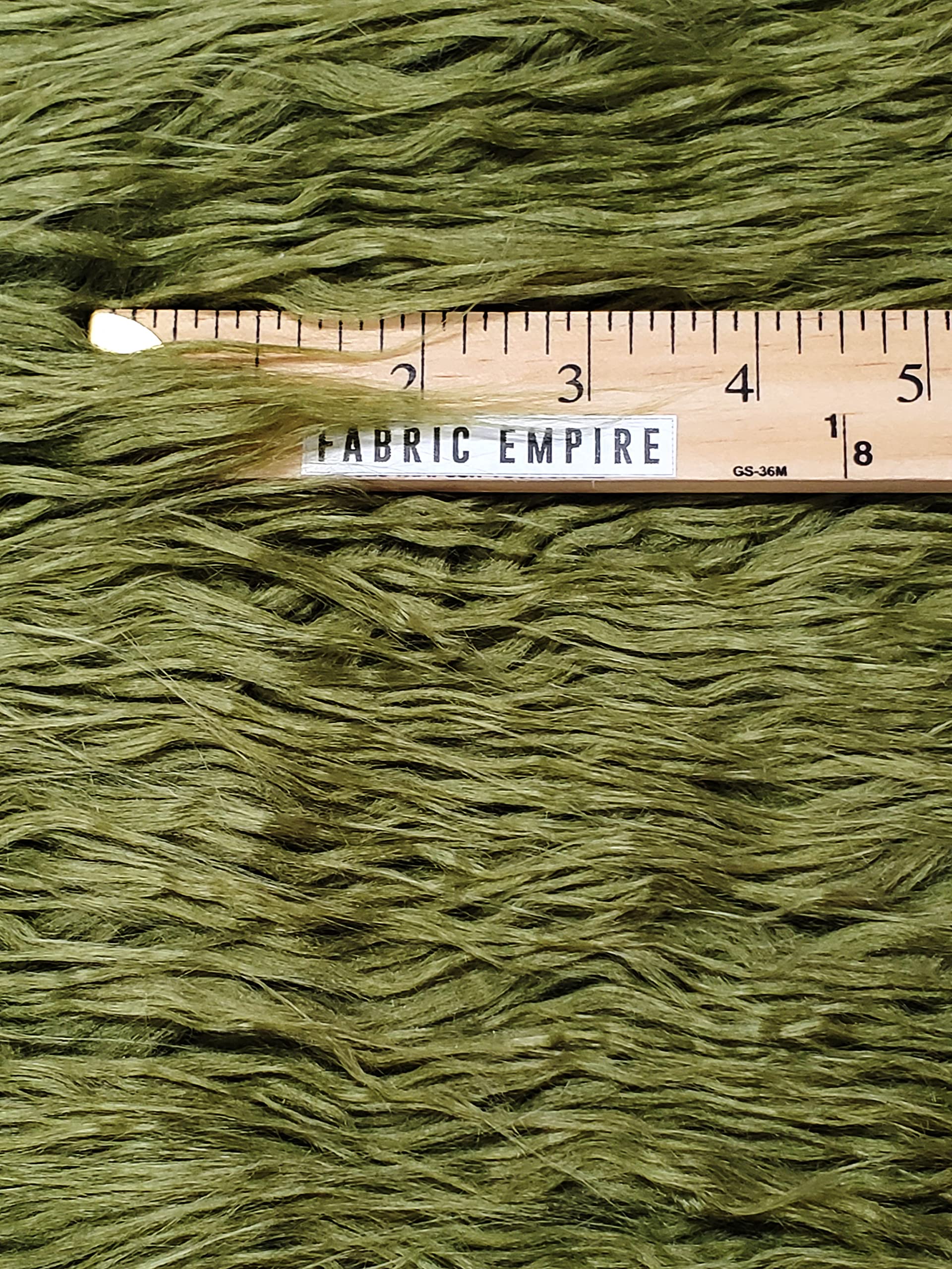 Faux Fur Long Pile Curly Fabric Alpaca Sold by The Yard (Loden Green)