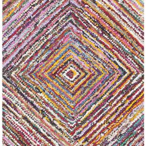 SAFAVIEH Nantucket Collection Runner Rug - 2'3" x 12', Multi, Handmade Boho Abstract Cotton, Ideal for High Traffic Areas in Living Room, Bedroom (NAN513A)