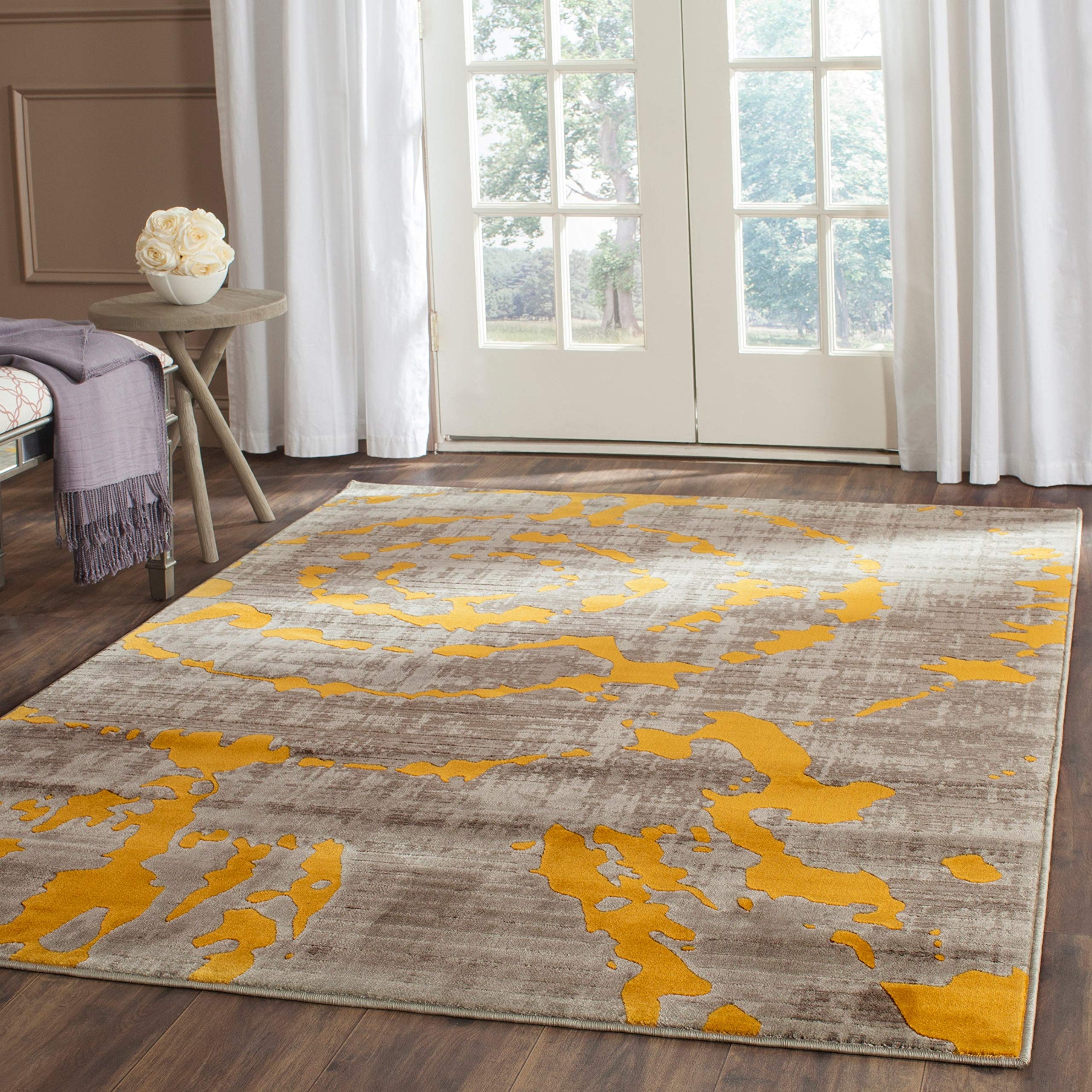 SAFAVIEH Porcello Collection Accent Rug - 3' x 5', Light Grey & Purple, Modern Abstract Design, Non-Shedding & Easy Care, Ideal for High Traffic Areas in Entryway, Living Room, Bedroom (PRL7735B)