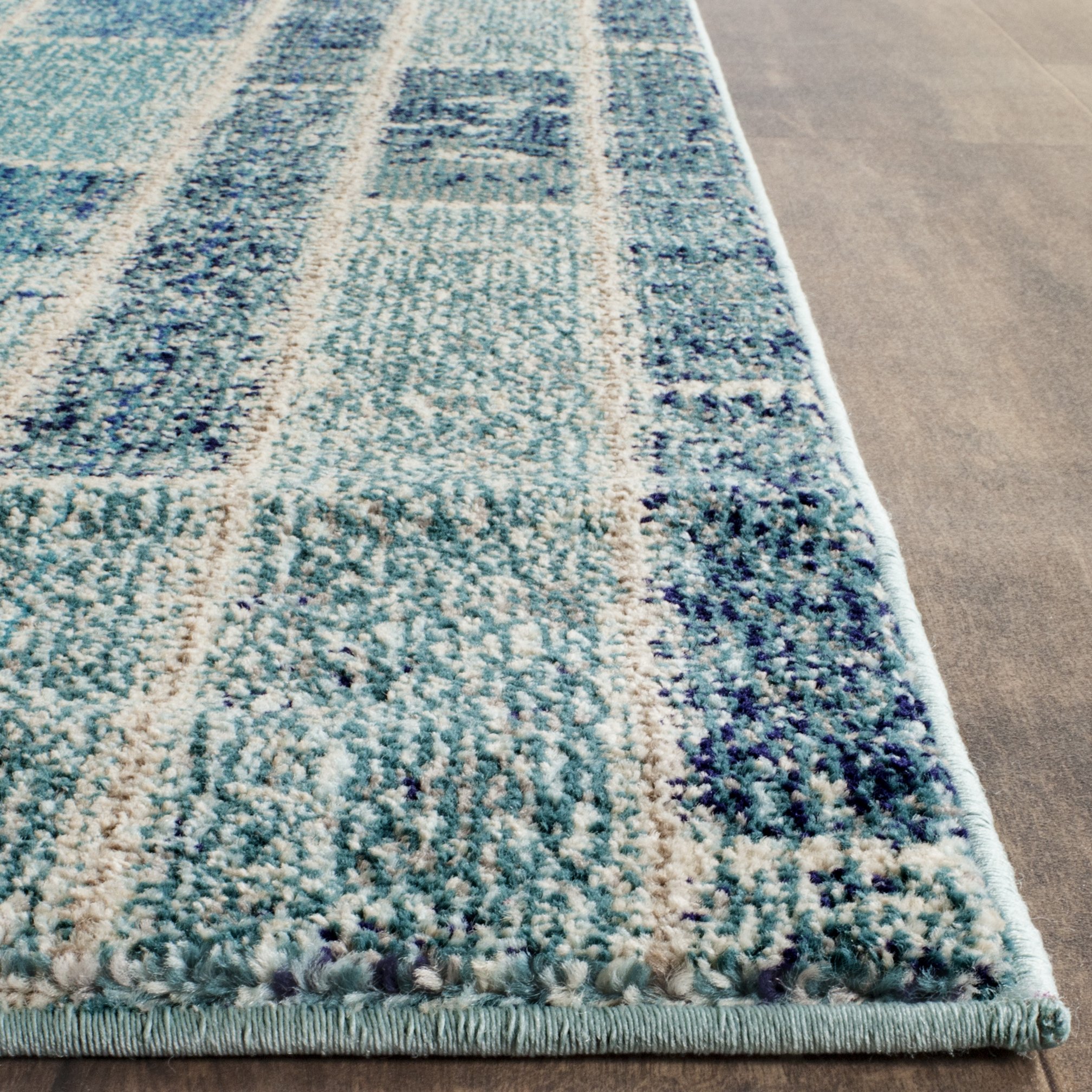 SAFAVIEH Monaco Collection Accent Rug - 3' x 5', Blue & Multi, Modern Patchwork Distressed Design, Non-Shedding & Easy Care, Ideal for High Traffic Areas in Entryway, Living Room, Bedroom (MNC216J)