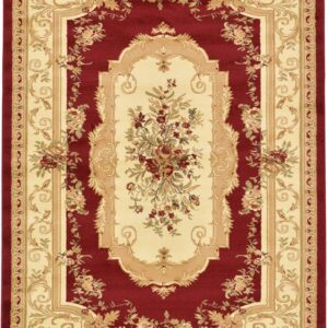 Unique Loom Versailles Collection Traditional Classic Floral Motif Area Rug (6' 0 x 9' 0 Rectangular, Burgundy/ Ivory)