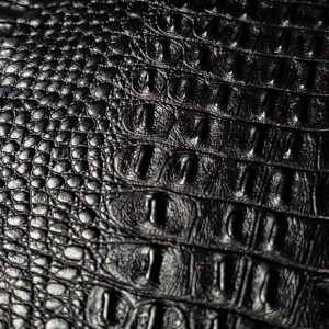 Vinyl Fabric Crocodile Gator Fake Leather Upholstery 54" Wide Sold by The Yard (SEMI Glossy Black)