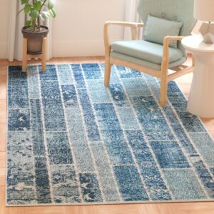 SAFAVIEH Monaco Collection Accent Rug - 3' x 5', Blue & Multi, Modern Patchwork Distressed Design, Non-Shedding & Easy Care, Ideal for High Traffic Areas in Entryway, Living Room, Bedroom (MNC216J)