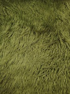 faux fur long pile curly fabric alpaca sold by the yard (loden green)