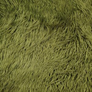 Faux Fur Long Pile Curly Fabric Alpaca Sold by The Yard (Loden Green)