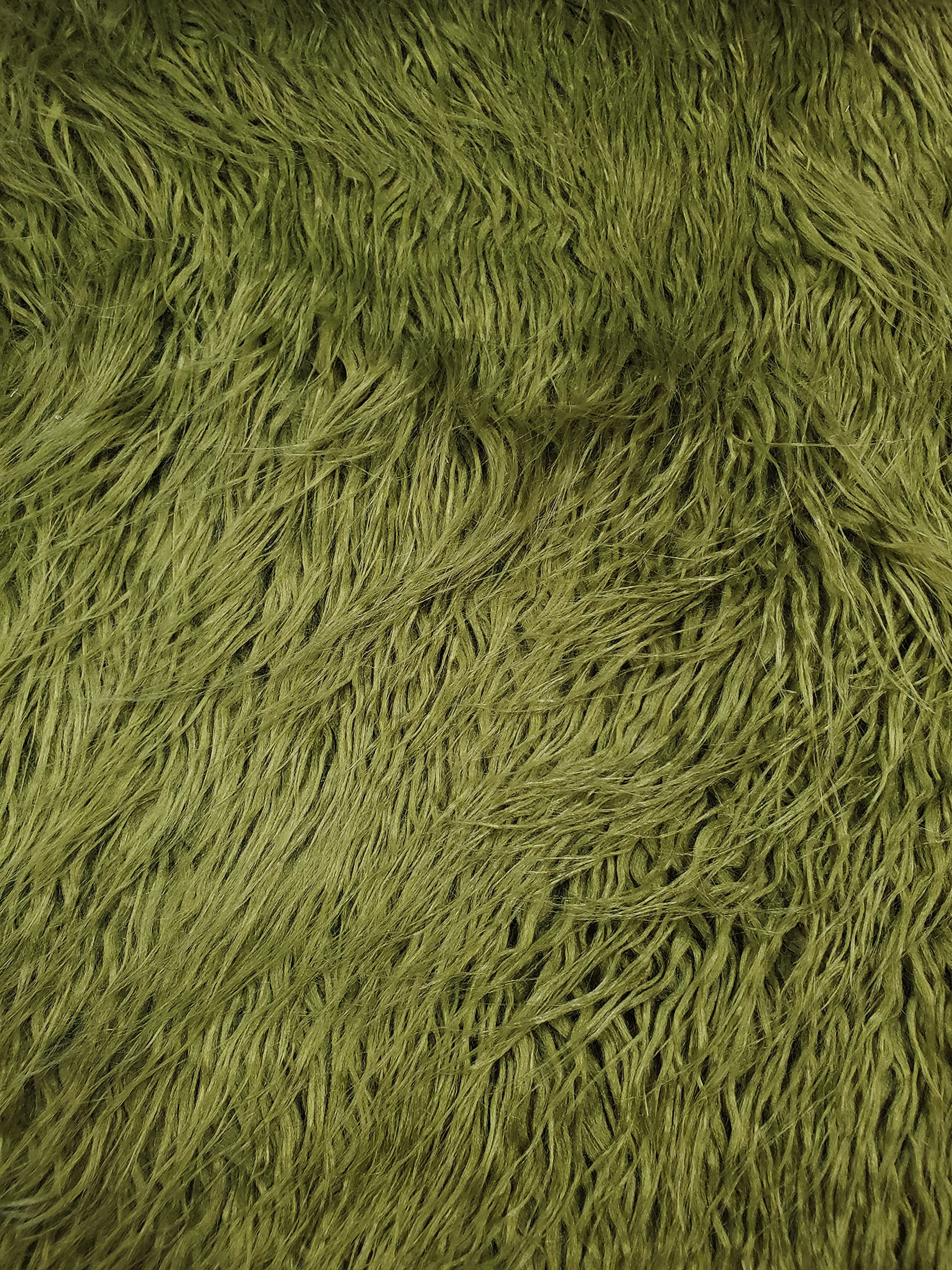 Faux Fur Long Pile Curly Fabric Alpaca Sold by The Yard (Loden Green)