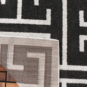 SAFAVIEH Amherst Collection Accent Rug - 4' x 6', Anthracite & Light Grey, Geometric Design, Non-Shedding & Easy Care, Ideal for High Traffic Areas in Entryway, Living Room, Bedroom (AMT404G)