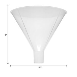 EISCO Powder Funnel, 6" (150mm) Diameter - Polypropylene Plastic - Parallel Stem - Resistant to Acids & Alkalis - Great for Laboratory, Classroom or Home Use