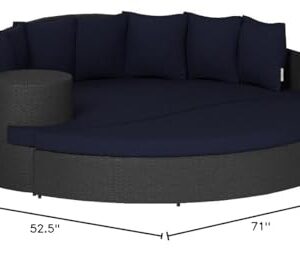 Modway Sojourn Wicker Rattan Outdoor Patio Sunbrella Fabric Daybed in Canvas Navy