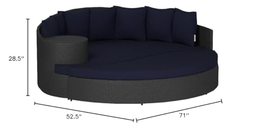 Modway Sojourn Wicker Rattan Outdoor Patio Sunbrella Fabric Daybed in Canvas Navy