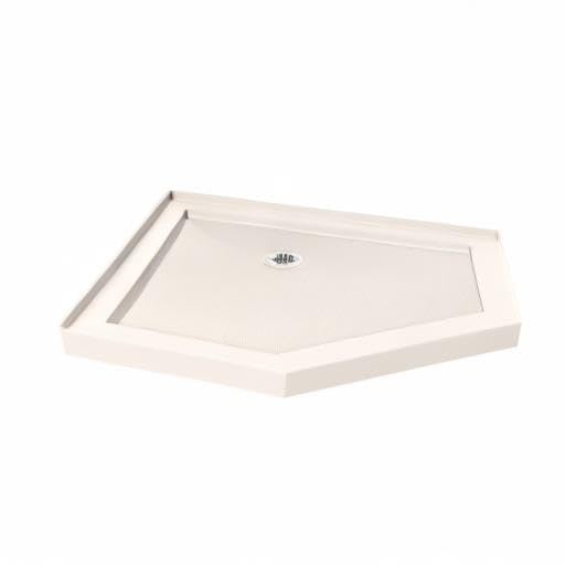 DreamLine SlimLine 42 in. D x 42 in. W x 2 3/4 in. H Corner Drain Neo-Angle Shower Base in Biscuit, DLT-2042420-22