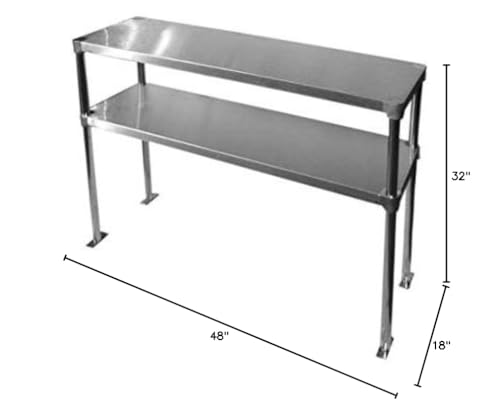 Stainless Steel Double Deck Overshelf(18" Width x 48" Length x 32" Height)