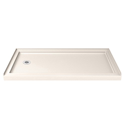 DreamLine SlimLine 32 in. D x 60 in. W x 2 3/4 in. H Left Drain Single Threshold Shower Base in Biscuit, DLT-1132601-22