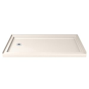 dreamline slimline 34 in. d x 60 in. w x 2 3/4 in. h center drain single threshold shower base in biscuit, dlt-1134600-22